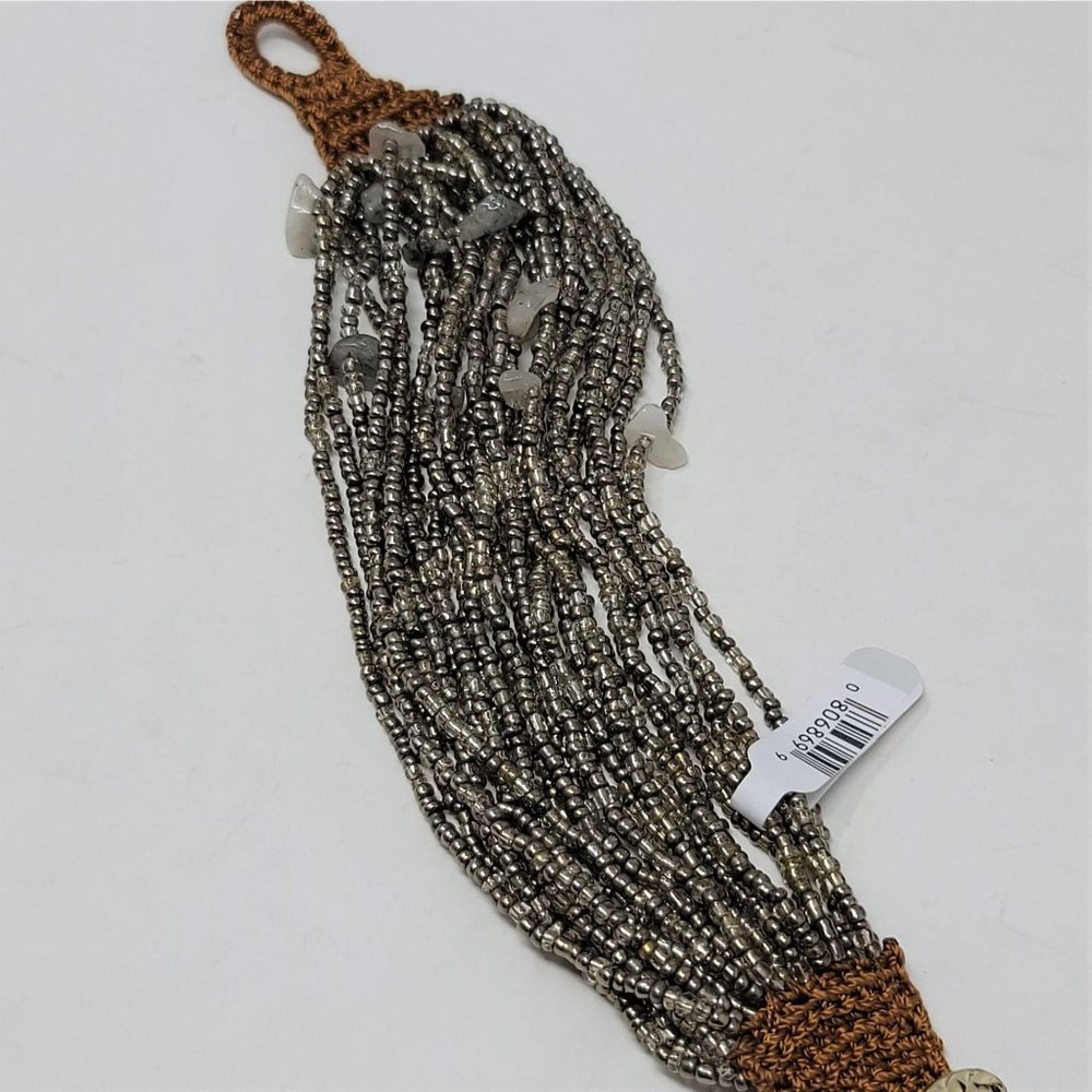 25 Strand Beaded Bracelet Crocheted Ends Boho Styl - Picture 6 of 9